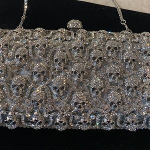 Rhinestone Skull Evening Clutch Handbag